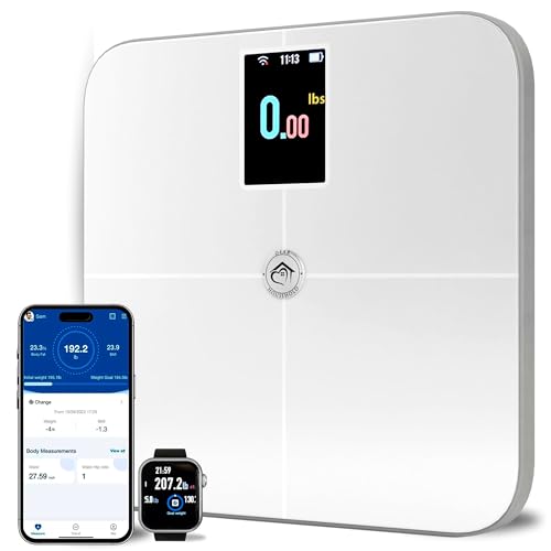 Premium Smart Digital Body Weight Scale - 4 Electrodes – 25+Metrics -Rechargeable- WiFi & Bluetooth - Full Body Analysis -...