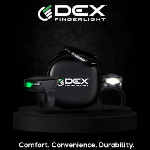 DEX FINGERLIGHT - High Tech Wearable LED Flashlight - Rechargeable Fingerlight - 3 Light Modes - IPX7 Weather Resistant - ...