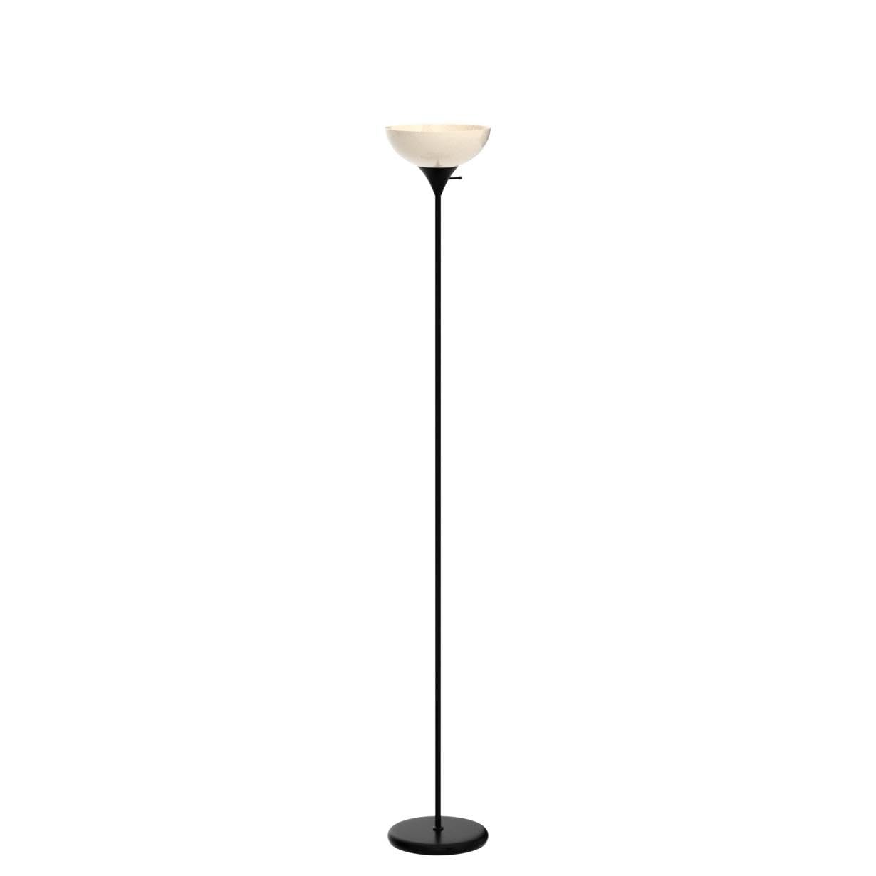 Brightech Sky Dome Dimmable LED Floor Lamp - Tall Torchiere for Living Rooms & Offices - Jet Black - Model FL-DME-BLK