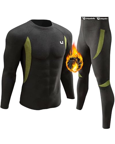 UNIQUEBELLA Men's Thermal Underwear Sets Top & Long Johns Fleece Sweat Quick Drying Thermo Base Layer
