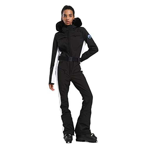 GSOU SNOW Womens Ski Suit One Piece Snowsuit Snowboard Slim Insulated Jumpsuit Jacket Waterproof Windproof for Outdoor Sports