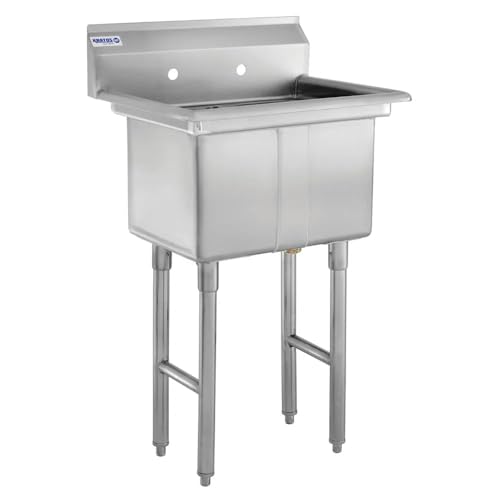 Kratos 27" 16-Gauge Stainless Steel Two Compartment Sink - 10"x14"x12" Bowls