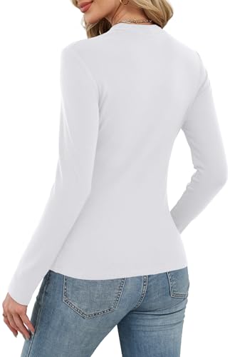 XIEERDUO Womens Long Sleeve Thermal Shirt Fleece Mock Neck Tops 2025 Fashion Slim Fit