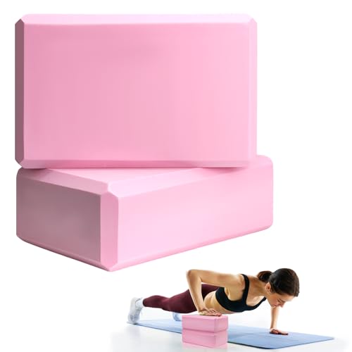 2 Pcs Yoga Blocks, 9"x6"x3" Foam Blocks Yoga Props for Pilates Stretching and Meditation Exercise Blocks Lightweight Yoga ...
