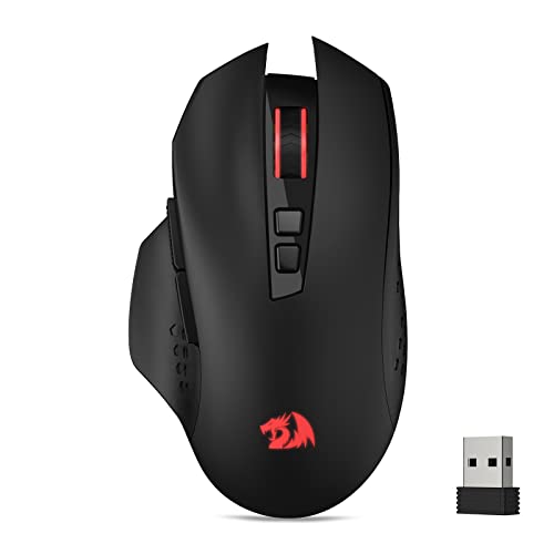Redragon M656 Gainer Wireless Gaming Mouse, 4000 DPI 2.4Ghz Wireless Mouse w/ 5 DPI Levels, 7 Macro Buttons, Red LED Backl...