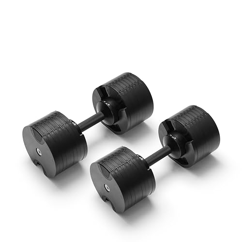 NÜOBELL® Adjustable Dumbbell Set, 5-50 LB or 5-80 LB, Easy Twist 2024-25 Model, All-In-One Weights Set (Pair) for Home, Or...