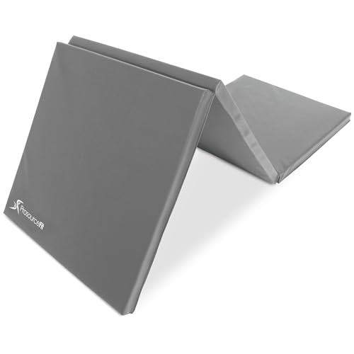 ProSource Tri-Fold Folding Thick Exercise Mat 6’x2’ with Carrying Handles for MMA, Gymnastics, Stretching, Core Workouts