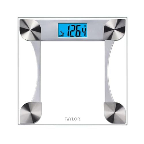 Taylor Digital Glass Scale, Tracks Body Weight with Dependable Readings, Bathroom Device Measuring Up to 440 lb, Battery-P...