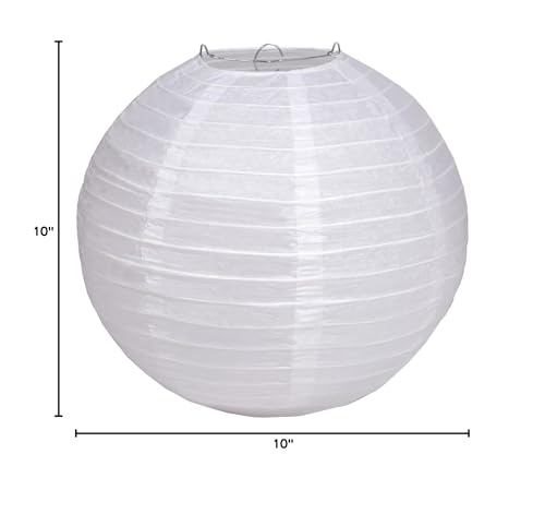 Matissa Round Paper Lanterns - 10 White Paper Decor For Wedding & Birthday Party, Pack Of 3
