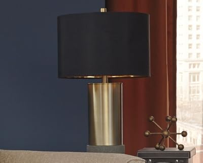 Signature Design By Ashley Jacek Table Lamps Set Of 2 Contemporary Gray/Brass Finish 15W X 15D X 27.25H Goldtone Foil