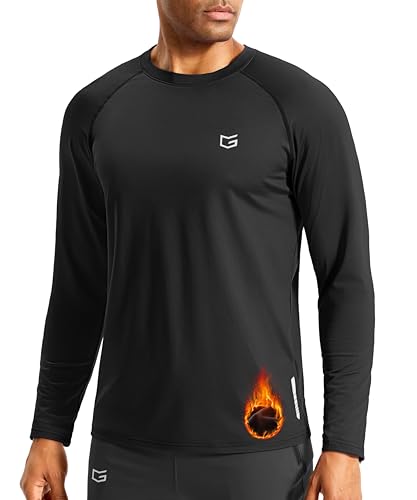 G Gradual Men's Thermal Shirts Long Sleeve Athletic Workout T-Shirts Crewneck Fleece Lind Base Layer for Men Cold Weather