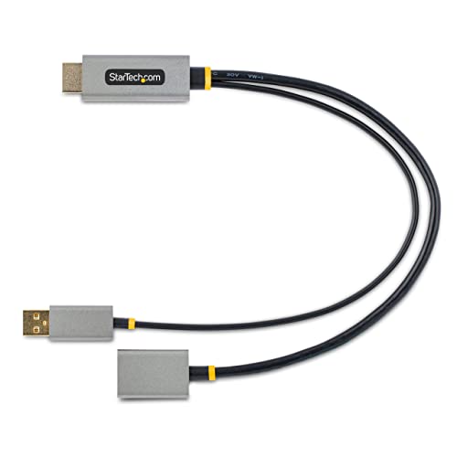 StarTech.com 1ft (30cm) HDMI to DisplayPort Adapter Cable, Active 4K 60Hz HDMI 2.0 to DP 1.2 Converter, HDR, USB Bus Power...