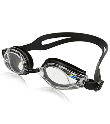 Sporti Unisex Adult Positive Optical Swimming Goggles, Antifog Swim Goggles for Men & Women, Shatter-resistant, Double Straps