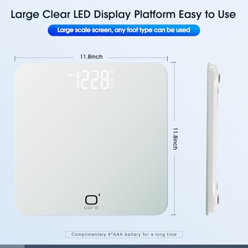 O'CARE Smart Scale for Body Weight and BMI Weighing,High Accuracy Digital Bathroom Scale with LED Large Display,Smart APP ...