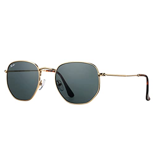 Pro Acme Small Square Sunglasses for Women Men 100% Real Glass Lens Hexagonal Frame