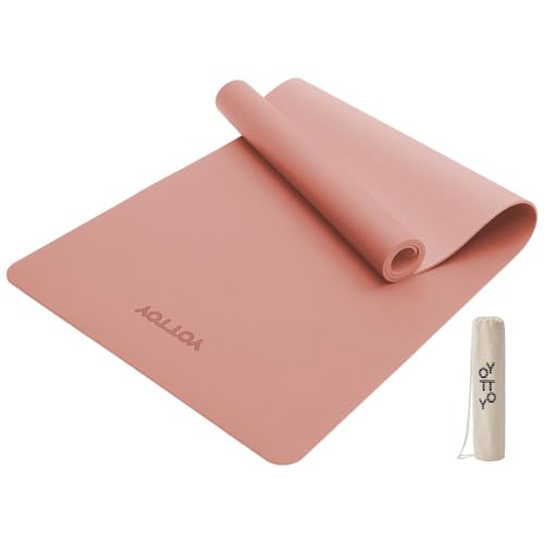 YOTTOY Yoga Mat,Non-Slip Hot Yoga Mat with Anti-Tear Design and Friendly Natural Rubber Mat with Strap and Bag