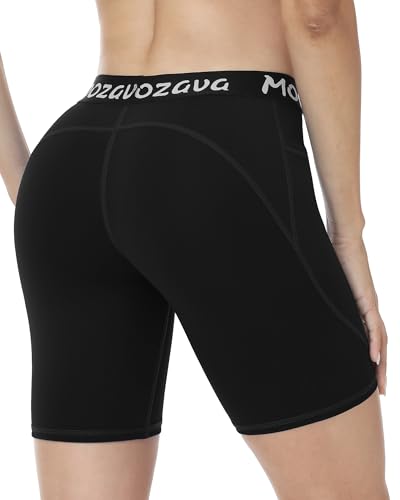 Moozava Women's Spandex Shorts with Pockets - 3"/5"/8" Compression Biker Shorts for Volleyball Yoga Workout Gym No Front Seam