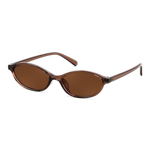 FEISEDY Retro Oval Cat Eye Sunglasses for Women 90s Narrow Lightweight Shades Y2k Trendy Sunnies B0257