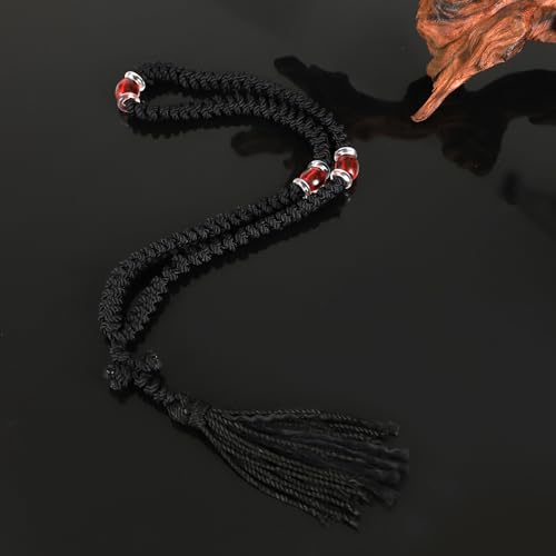Handmade Orthodox Prayer Rope 100 Knots with Red Bead,Prayer Beads Christian Greek Komboskoini Chotki,Greek Orthodox Cross...