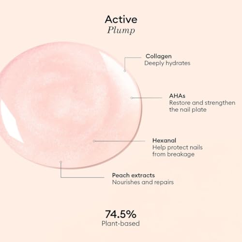Manucurist Active Plump Nail Polish & Care - Collagen & Peach Extract - No Lamp - Nail Hydrator with Ultra-Glossy Baby Ros...