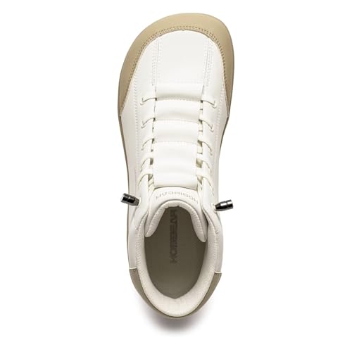 HOBIBEAR Leather Barefoot Boots Zero-Drop Wide Width Minimalist Shoes Unisex Mid Top Walking Boots