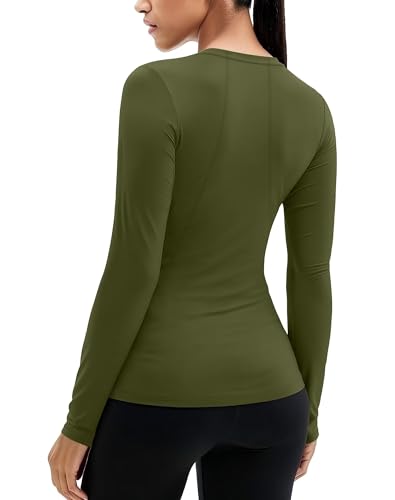 Zengjo Womens Thermal Tops Lightweight Long Sleeve Running Workout Shirts Cold Weather Athletic Baselayer Soft Fitted Warm