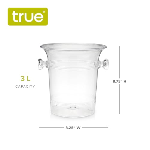 True Clear Acrylic Ice Bucket with Handles, 3-Liter Capacity, Durable Wine and Champagne Bucket, Perfect Ice Buckets for P...