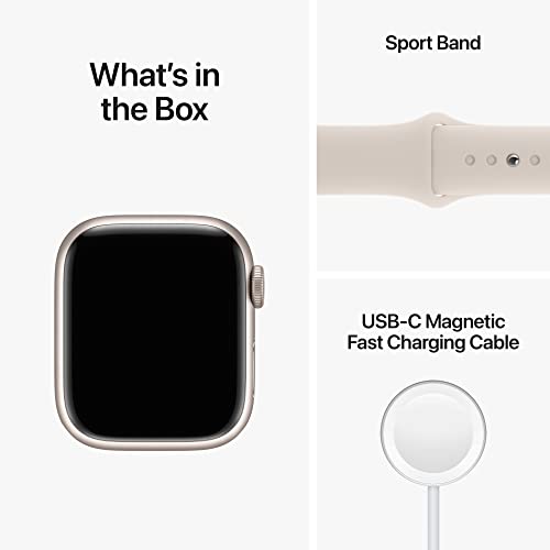 Apple Watch Series 8 [GPS 41mm] Smart Watch w/Starlight Aluminum Case with Starlight Sport Band - M/L. Fitness Tracker, Bl...