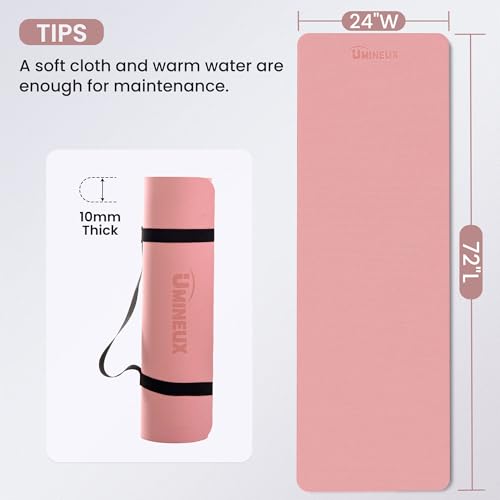 UMINEUX Extra Thick Yoga Mat, 10MM (2/5") Yoga Mat Non Slip, POE Yoga Mats for Women Men, 72"x24", Great for Workout, Yog...