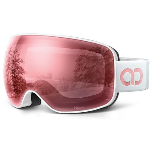 Lamicall Ski Goggles with 3X Anti-Fog - 100% UV Protection, OTG, Gifts for Skiing, Snowboard, Snowmobile, Men, Women