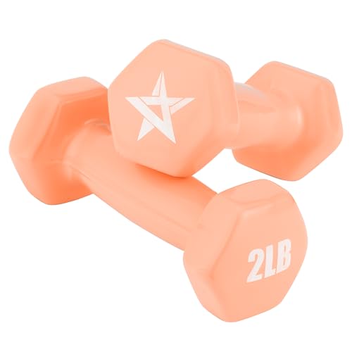 Yes4All Vinyl Hexagon Dumbbell - Dumbbells Set of 2 Hand Weights for Home Gym & Strength Training (2-15 lbs Weight Options)