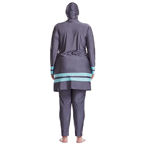 Plus Size Muslim Swimsuits for Women Modest Islamic Swimwear Burkini Full Cover Hijab Top Pants 3PCS Fat Bathing Suits