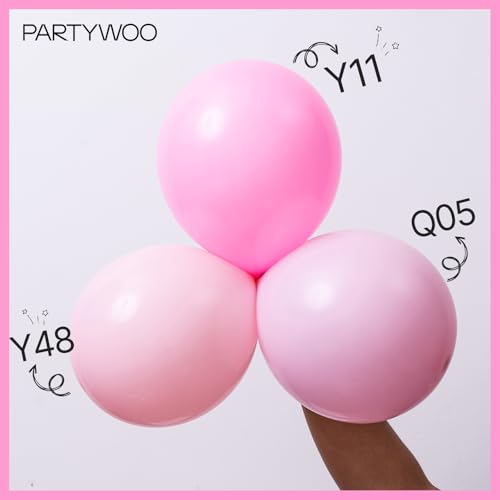 PartyWoo Pink Balloons 127 pcs Different Sizes of 36 18 12 10 5 Inch Matte Pink Balloon Arch Kit Garland for Baby Shower V...