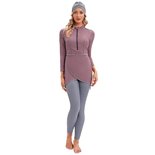 YONGSEN 2024 Women Modest Muslim Swimwear Patchwork Hijab Sport Long Sleeves Swimsuit 3pcs Islamic Burkinis Wear Bathing Suit