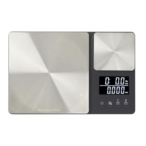 KitchenAid KQ909 Dual Platform Digital Kitchen and Food Scale, 11 pound capacity and Precision 16oz capacity, Black with S...