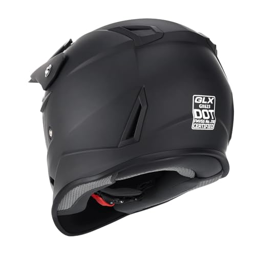 GLX GX623 Youth ATV/Dirt Bike Helmet Combo - Matte Black, Large - DOT
