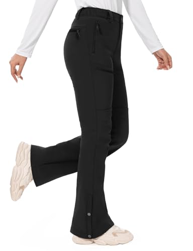 Hiauspor Womens-Snow-Ski-Pants-Fleece-Lined-Water-Resistant Insulated Thermal Flare Warm for Snowboard Winter Hiking