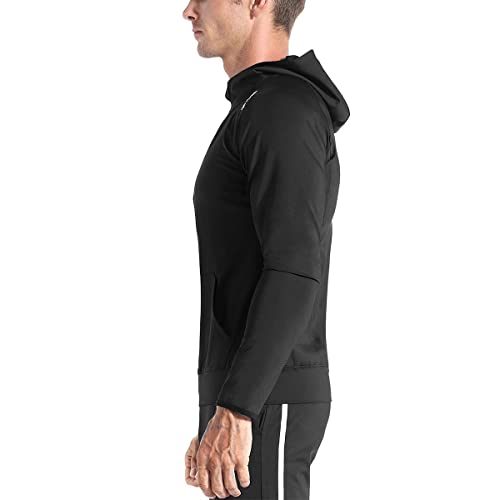 BROKIG Mens WindBreak Lightweight Running Jackets with Zip Pocket, Workout Track Hoodie Athletic Gym Sweatshirts Men