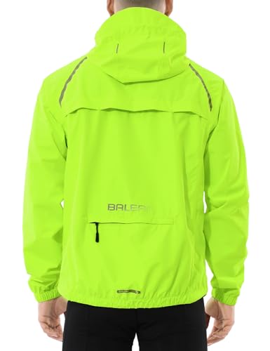 baleaf Men's Rain Jacket Waterproof Windbreaker Raincoat Running Cycling Hiking Gear Hood Lightweight Reflective Packable