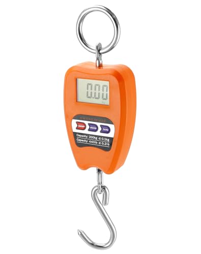 QWORK Hanging Weight Scale, 200kg/440lbs Digital Crane Scales Fish Weighing Scale Aluminum Housing LED Display Scale for F...