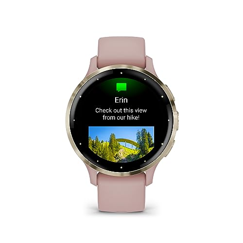 Garmin Venu 3S Soft Gold Stainless Steel Bezel 1.2-Inch AMOLED Touchscreen Display Smart Watch with 41mm Dust Rose Case an...