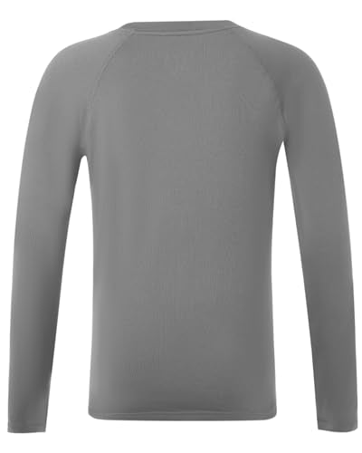 RIKUAOU Youth Boys Thermal Compression Shirts, Fleece Lined Long Sleeve Undershirt, Athletic Base Layer Top Soccer Football