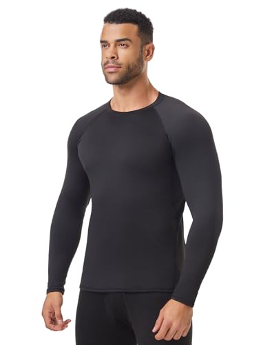 HovSiyla 3 Pack Men's Thermal Underwear Shirts Compression Fleece Lined Long Sleeve Athletic Base Layer Cold Weather