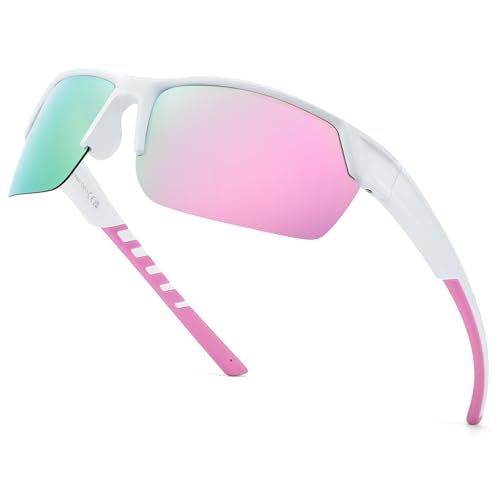 TJUTR Running Sunglasses for Women, Polarized Wrap Around Sun Glasses with UV400 Protection for Sports Cycling Golf TS3080