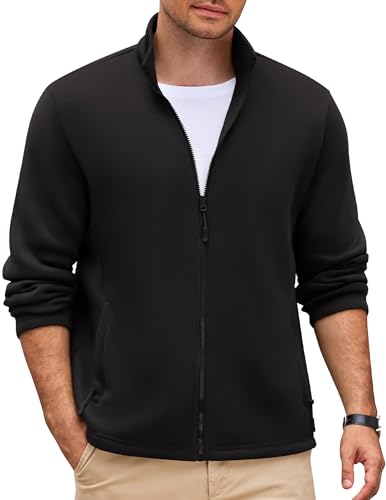 COOFANDY Mens Fleece Jacket Zip Up Lightweight Sweater Jackets Casual Warm with Pockets for Home Office Hiking