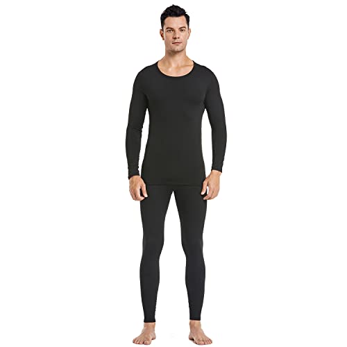 PISIQI Thermal Underwear Men Long Johns Set Ultra-Soft with Fleece Lined Base Layer Winter Skiing Warm Top & Bottom