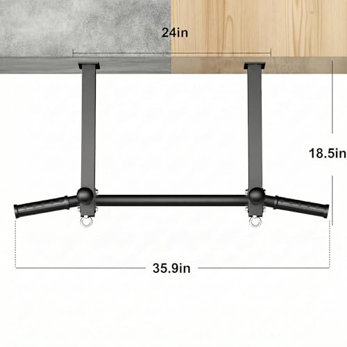 HWOOUSA Pull Up Bar Ceiling Mount, 600LBS Heavy Duty Multi Grip Chin Up Bar, 24"/16" Rafter PullUp Bar, Ceiling Beam for G...