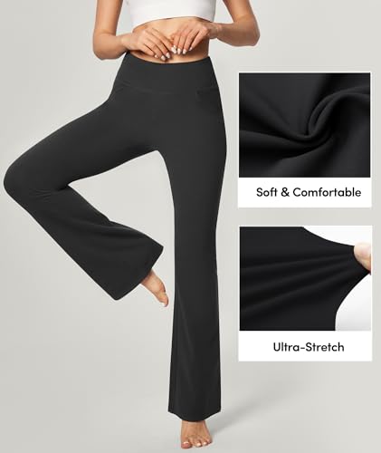 IUGA Yoga Pants Women Wide Leg High Waist Bootcut Workout Flare Leggings Tummy Control Work Dress Pants Women 4 Pockets