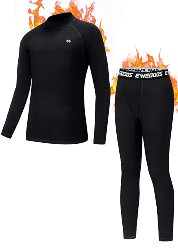 Ewedoos Thermal Underwear Set for Kids Thermals Top and Bottom Set Boys Long Johns Base Layer Thermal Set