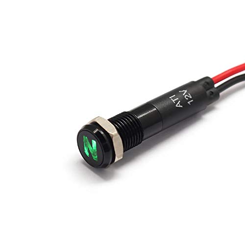 Alpinetech PLB8MS 8mm 12V LED Metal Signal Indicator Dash Light Black Bezel Neutral